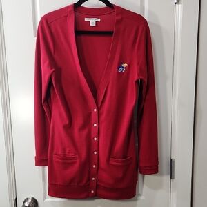 Kansas Jayhawks Fitted Cardigan Sweater - Medium